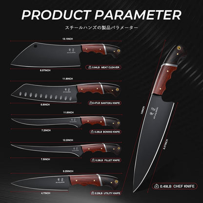Kitchen Knife Set with Bag - 6 PCS Chef Knife Set with Wooden Handle8