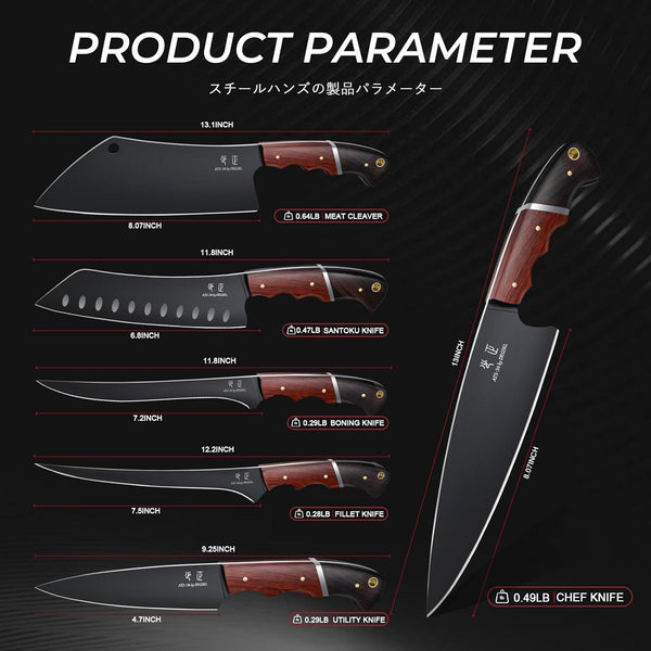 Kitchen Knife Set with Bag - 6 PCS Chef Knife Set with Wooden Handle8