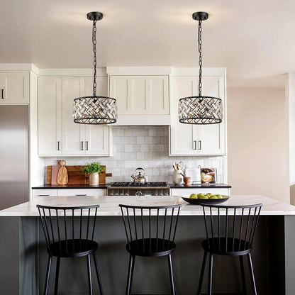 12.4" Black Crystal Chandelier, Morden 3-Light Dining Room Light Fixture9