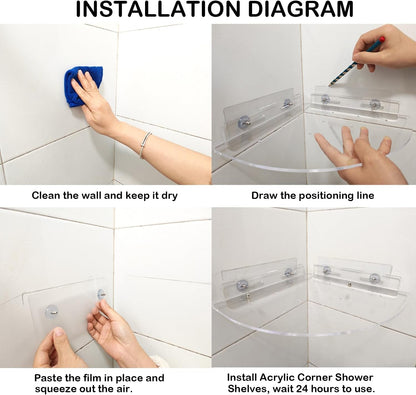 Acrylic Corner Shower Caddy Shelf 2 Pack, Space-Saving Storage Rack8
