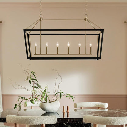 Delvin 6-Light Linear Chandelier, Champagne Bronze and Black5