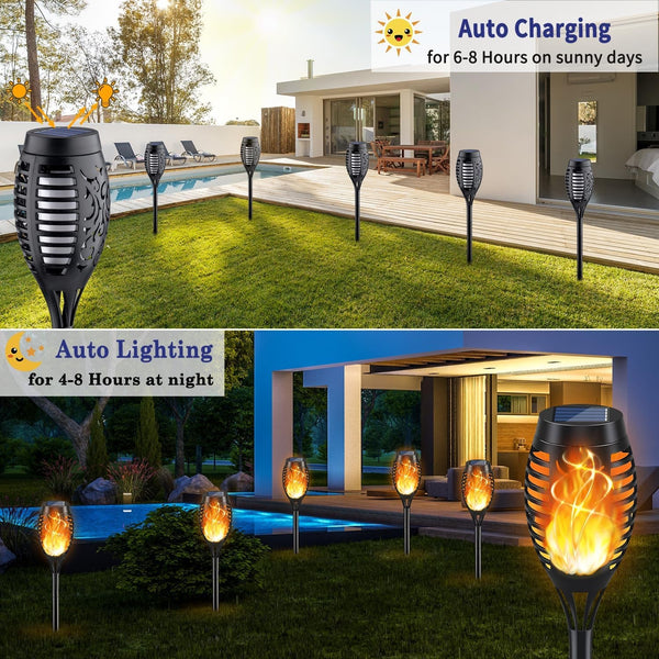 12Pack Solar Torch Light with Flickering Flame for Halloween Decor3