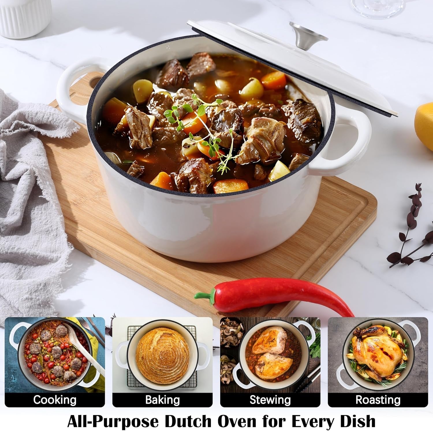 enameled-dutch-oven-pot-for-bread-baking-6qt-enameled-cast-iron-cookware-with-self-basting-lid-sourdough-bread-baking-supplies-heavy-duty-casserole-pot-dual-handles-white