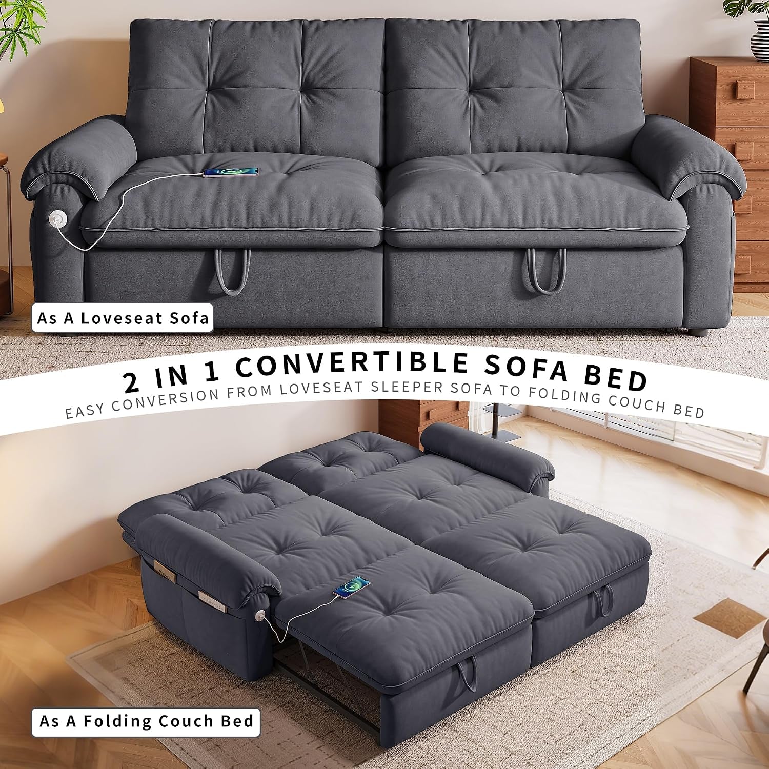 77-queen-size-sofa-bed-loveseat-sleeper-sofa-with-pull-out-bed-pockets-and-usb-modern-2-seater-convertible-small-couch-for-living-room-bedroom-apartment-gray