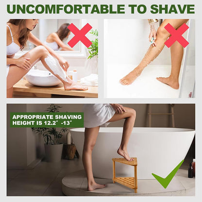 Corner Shower Stool for inside Shower 2-Tier,Bamboo Shower Bench6