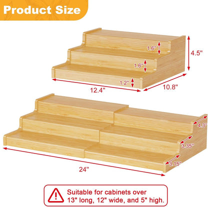 Expandable Bamboo Can Rack Organizer for Pantry, 3-Tier Adjustable Can Storage Holder, Soda Organizer Holds up to 24 Cans, Canned Goods Storage Display for Pantry, Cabinet, Countertop (Patent Pending)6
