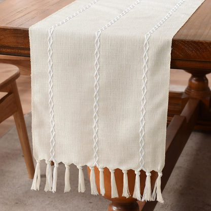 Rustic Linen Table Runner, Ivory Table Runners 72 Inches Long1