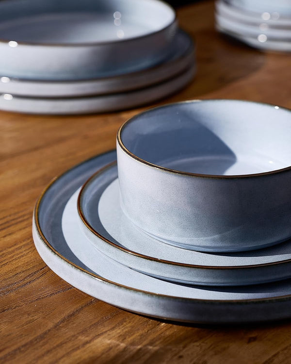 Annecy 12-Piece Stoneware Dinnerware Set, Reactive Blue3