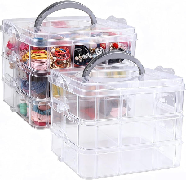 2Pack 3-Tier Stackable Bead Storage Container Box 18 Compartments Organizer1