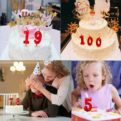 Red Birthday, 1 Candle 1St One Year Cake Bady Roman Numberal Cool Number Candle No 10 11 12 13 14 15 16 17 18 195