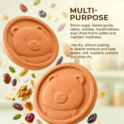 2 Pack Brown Sugar Bear Keeper - Terracotta Brown Sugar Saver Disc Keeps It Soft & Fresh - Reusable Food Safe Clay Stone & Softener with Cute Bear Design, Gift for Bakers7
