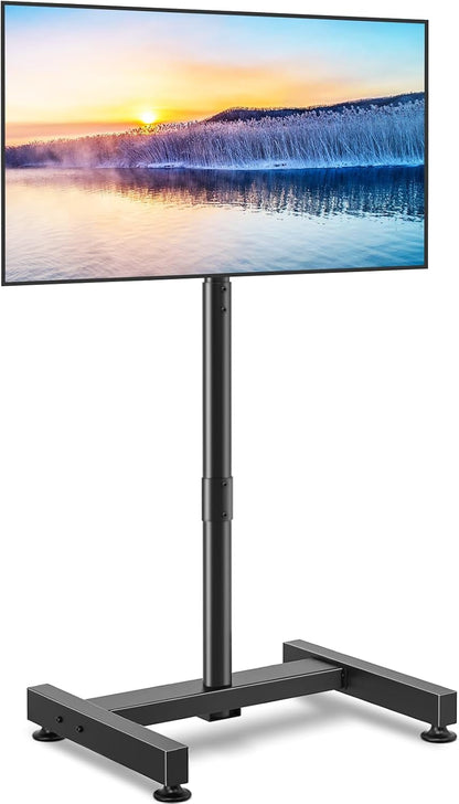 TV Floor Stand for 13-50 Inch LCD LED Flat/Curved Panel Screen Tvs up to 44 Lbs, Height Adjustable TV Stand Mount with VESA 200X200, Portable TV Stand for Bedroom, Dorm Room, Office | Tilting and Rotating Mount, Portrait to Landscape, Height Adjustable Portable TV Stand for Bedroom, Dorm Room, Office1