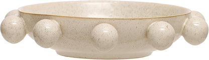 9.75 Inches Stoneware Bowl with Orbs and Reactive Glaze, Cream1