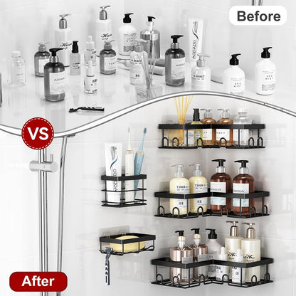 Corner Shower Caddy 5 Pack Adhesive Stainless Steel Organizer Black9