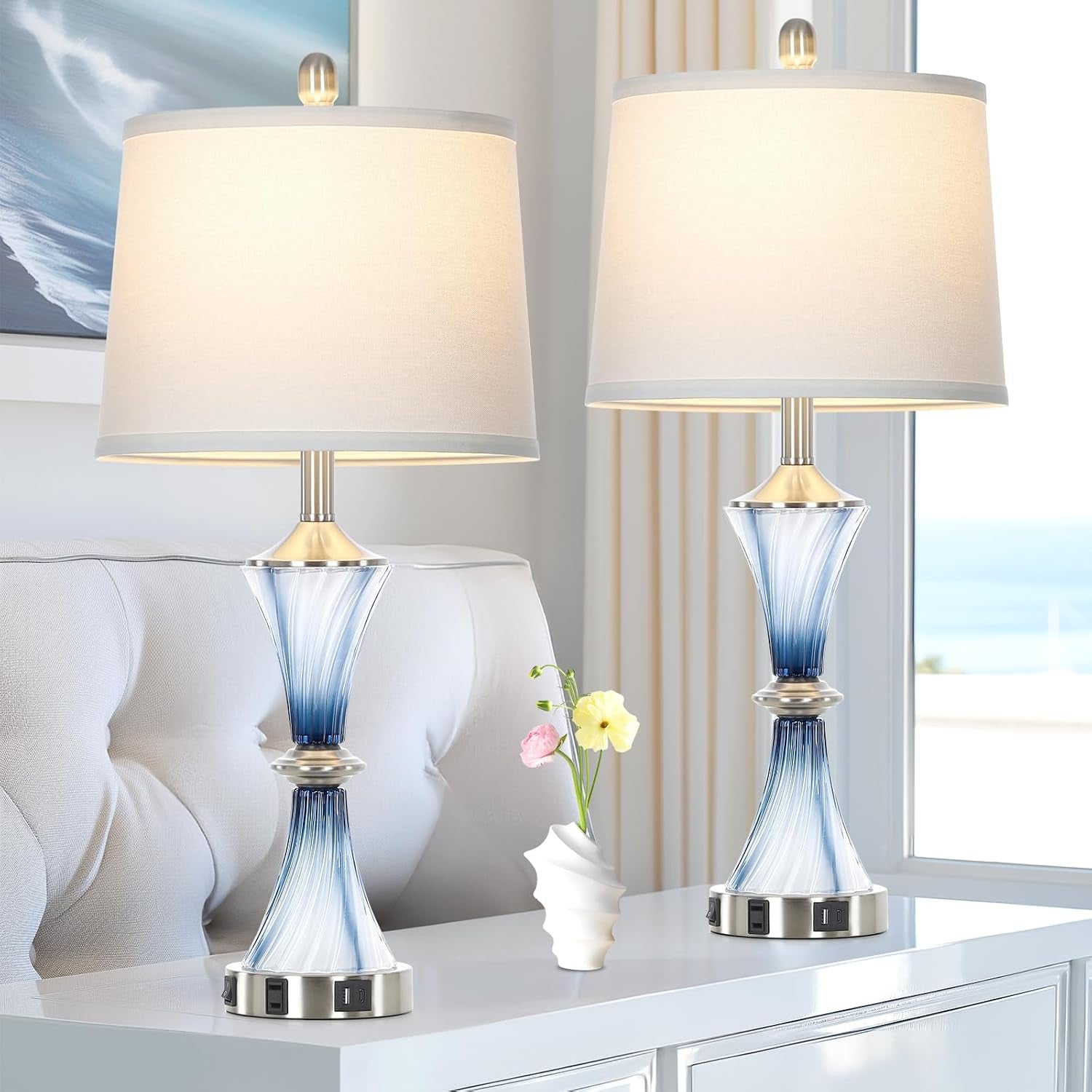 blue-glass-table-lamp-set-of-2-with-usb-c-a-ports-ac-outlet-bedside-lamp-modern-bedroom-lamps-coastal-lamp-for-night-stands-bedroom-living-room-nightstand-lamp-led-bulbs-included