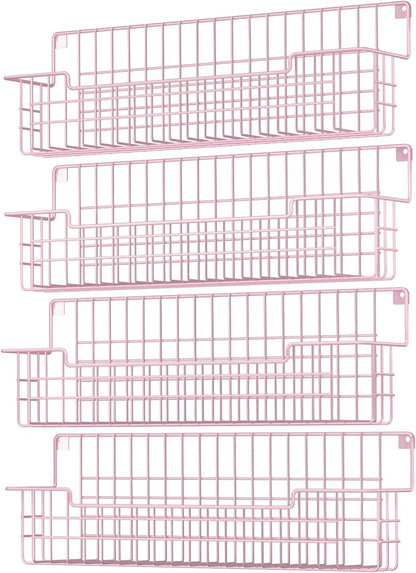Spice Rack, 4-Pack Seasoning Organizer Wall Mounted for Kitchen Storage Organization, Metal Spice Holder Shelf for Cabinet, Pantry, Pink1