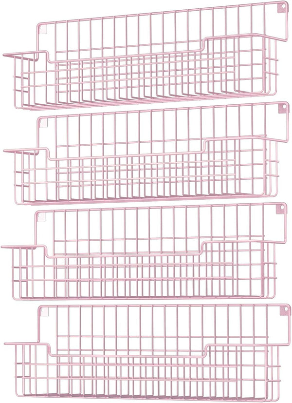 Spice Rack, 4-Pack Seasoning Organizer Wall Mounted for Kitchen Storage Organization, Metal Spice Holder Shelf for Cabinet, Pantry, Pink1