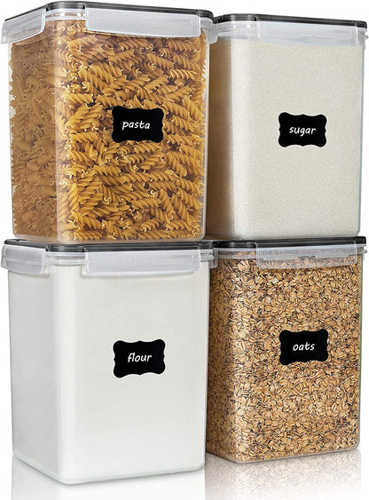 5.2L Flour Sugar Storage Containers, 4 PCS, Black1