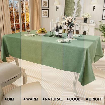 Rectangle Table Cloth Linen Textured, Waterproof Spillproof Anti-Wrinkle Burlap Tablecloth, Washable Decorative Fabric Table Cover for Dining, Party, Banquet, 52 X 70 Inch, Sage Green4