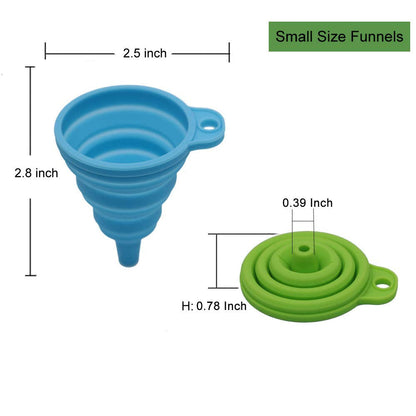 Kitchen Funnel Set 4 Pack, Small and Large, Kitchen Gadgets Accessories Foldable Silicone Collapsible Funnels for Filling Water Bottle Liquid Transfer Food Grade3