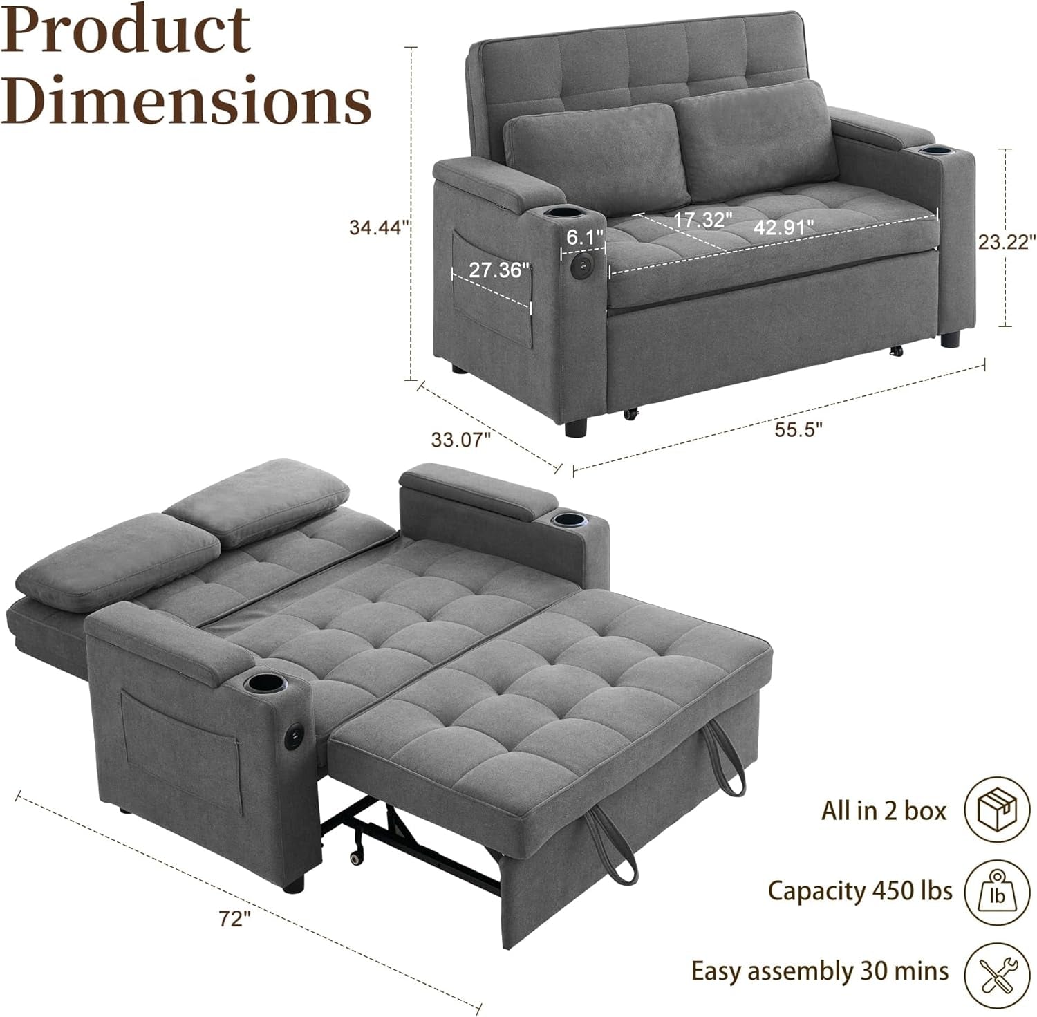 55-5-3-in-1-convertible-sofa-bed-pull-out-couch-with-5-position-adjustable-backrest-loveseat-sleeper-sofa-for-small-spaces-sofa-couch-with-cup-holders-for-living-room-office-chenille