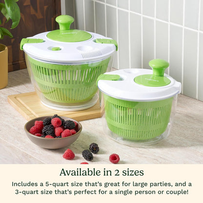 Salad Spinner- Wash, Spin & Dry Salad Greens, Fruits & Vegetables, 3Qt, CTG-00-SSAS | Wash & Spin-Dry Produce with 3-Qt Salad Spinner, Lid Lock, Clear Base/Serving Bowl, CTG-00-SSAS5