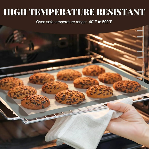Silicone Baking Mat, Nonstick and Reusable, 3 Pack | Easy Cleanup, Half- and Quarter-Sheet Sizes for Cookies, Bread, Pastries, Roasted Vegetables, Gray5