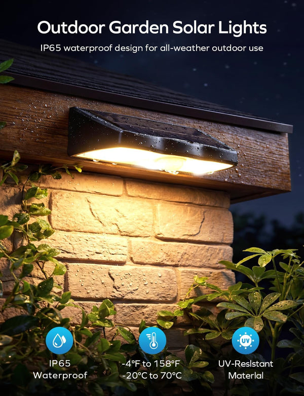 Solar Fence Lights Outdoor with Motion Sensor, 8 Pack Warm White Fence Lights Solar Powered 3 Modes IP65 Waterproof Dusk to Dawn Outdoor Lights for Patio Deck Wall Backyard Garden Decorative2