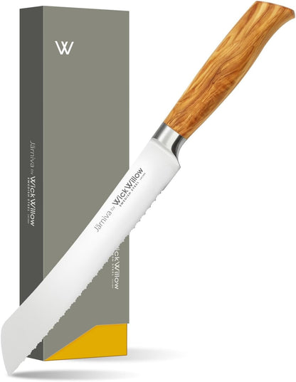 8” Double Serrated Bread Knife – Swedish Steel, Olive Wood1