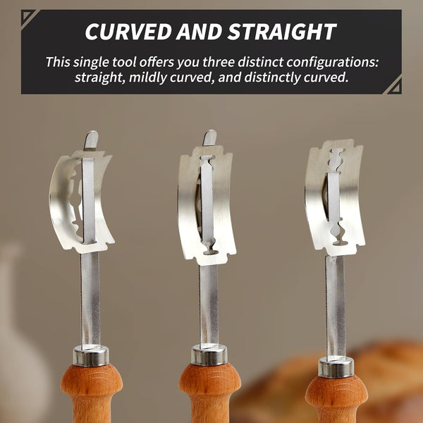 Bread Lame Sourdough Scoring Tool - Dough Scorer Cutter Knife with 10 Stainless Steel Razor Blades, Finger Sleeves and Protective Cover, Essential Baking Supplies for French Baguttes & Homemade Bread4