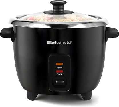 ERC006SS 6-Cup Electric Rice Cooker with Stainless Steel Inner Pot, Makes Soups, Stews, Porridges, Grains and Cereals, 6 Cup (3 Cups Uncooked), Black1