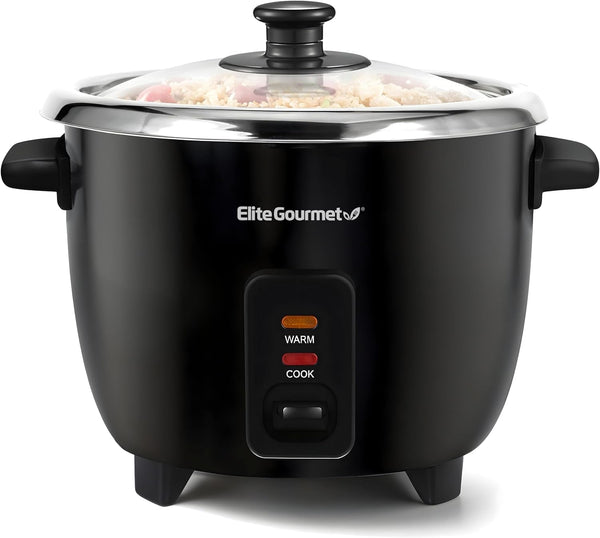 ERC006SS 6-Cup Electric Rice Cooker with Stainless Steel Inner Pot, Makes Soups, Stews, Porridges, Grains and Cereals, 6 Cup (3 Cups Uncooked), Black1