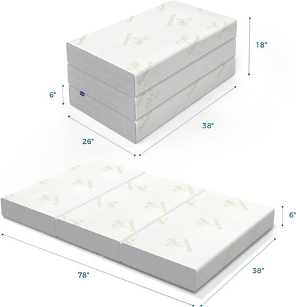Twin Folding Mattress, 6 Inch Trifold Memory Foam Mattress3