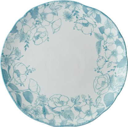 Garden Blossom Floral 12 Piece Plate Bowl Dinnerware Set, Blue7