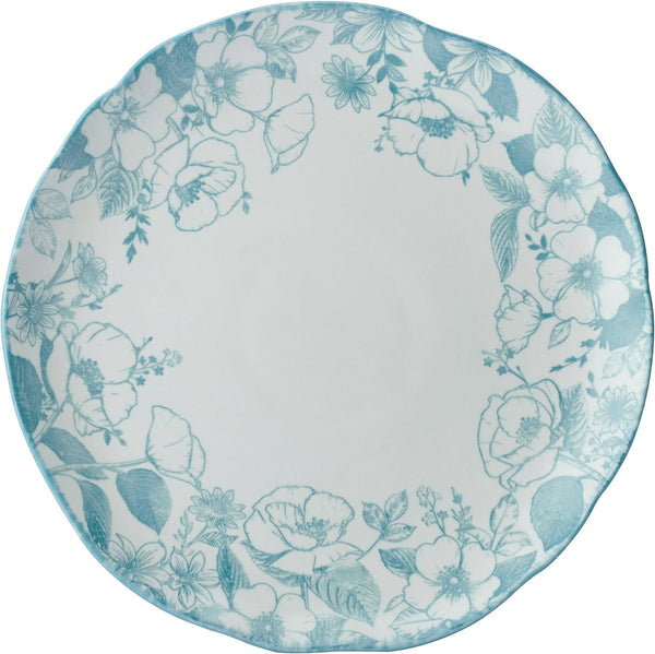Garden Blossom Floral 12 Piece Plate Bowl Dinnerware Set, Blue7
