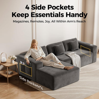 108" L-Shaped Boneless Sectional Sofa, Cloud Couch in One Box7