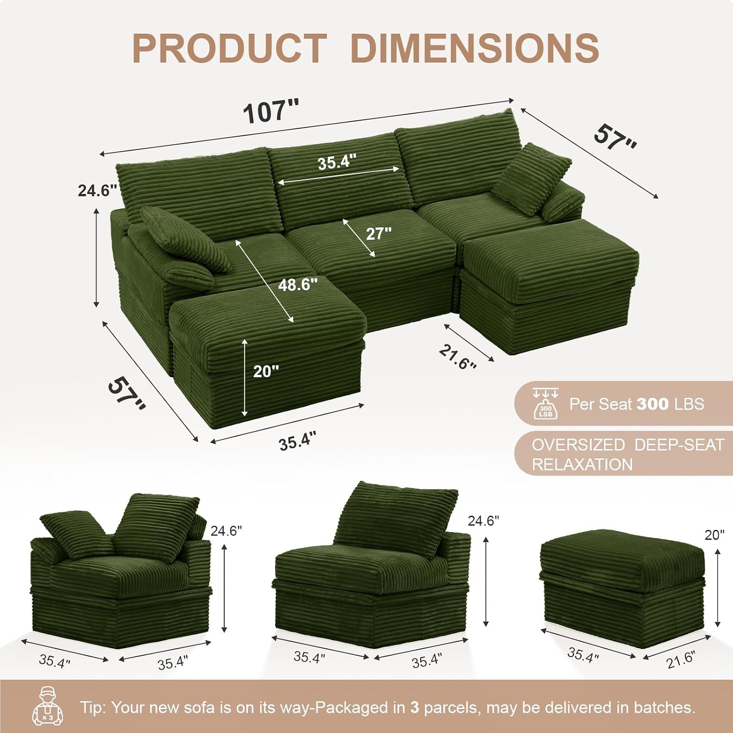 107-boneless-couch-with-storage-48-6-extra-deep-high-seat-modular-sectional-sofa-with-ottoman-3-seater-u-shaped-corduroy-cloud-couch-tool-free-assembly-sectional-couches-for-living-room-green