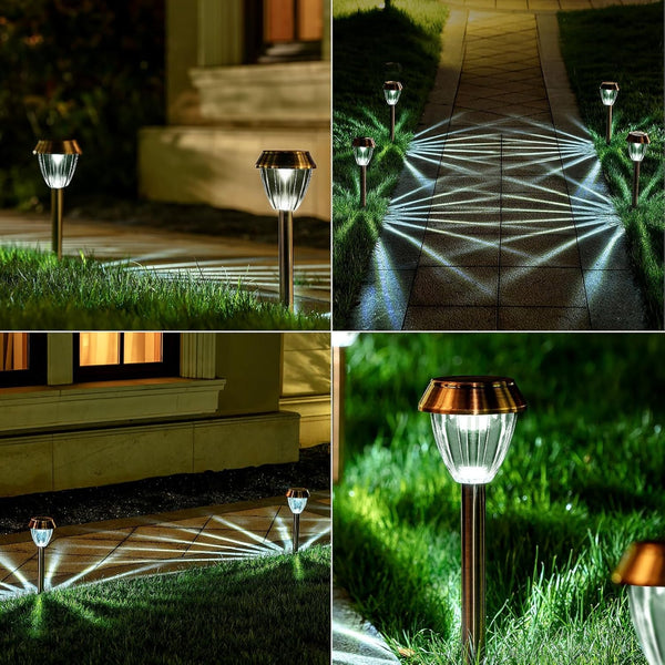 6 Pack Solar Pathway Lights Outdoor, New Upgraded Adjustable Warm & Cool White Solar Lights Outdoor Waterproof, Solar-Powered Garden Light for Path, Walkway, Yard, Driveway, Lawn, Backyard Decor6