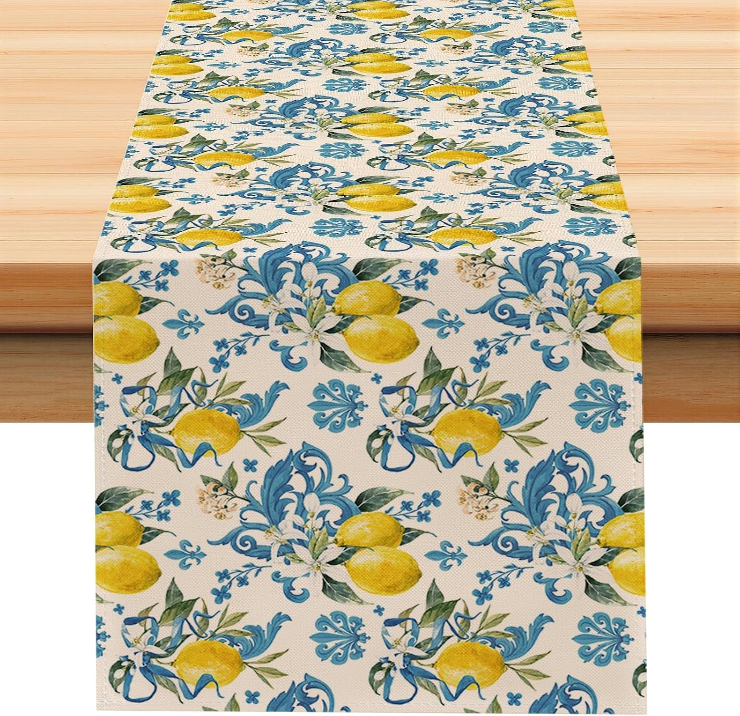 yellow-lemon-blue-floral-table-runner-13x72-inch