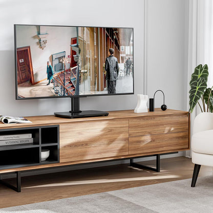 Universal TV Stand for 27-60 Inch Tvs with Swivel Mount, Height Adjustable Table Top TV Stand Mount, Heavy Duty Tempered Glass Base, TV Pedestal Stand Holds up to 88 Lbs, VESA 400X400Mm2