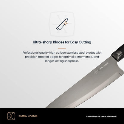 Santoku Knife - 7 Inch Black Nonstick Titanium Plated Stainless Steel Ultra Sharp Blade, with Ergonomic Comfort Grip Handle Asian Chef'S Knife, with Matching Sheath5