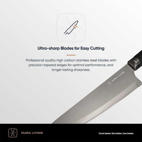 Santoku Knife - 7 Inch Black Nonstick Titanium Plated Stainless Steel Ultra Sharp Blade, with Ergonomic Comfort Grip Handle Asian Chef'S Knife, with Matching Sheath5
