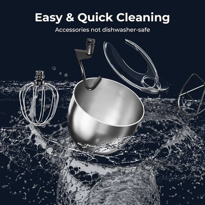 5.3 Quart Electric Stand Mixer with 12 Speed, Low Noise | Electric Mixer with Tilt Head, Kitchen Mixer for Daily Use with Egg Whisk, Dough Hook, Flat Beater, Anti-Slip Suction Cup6