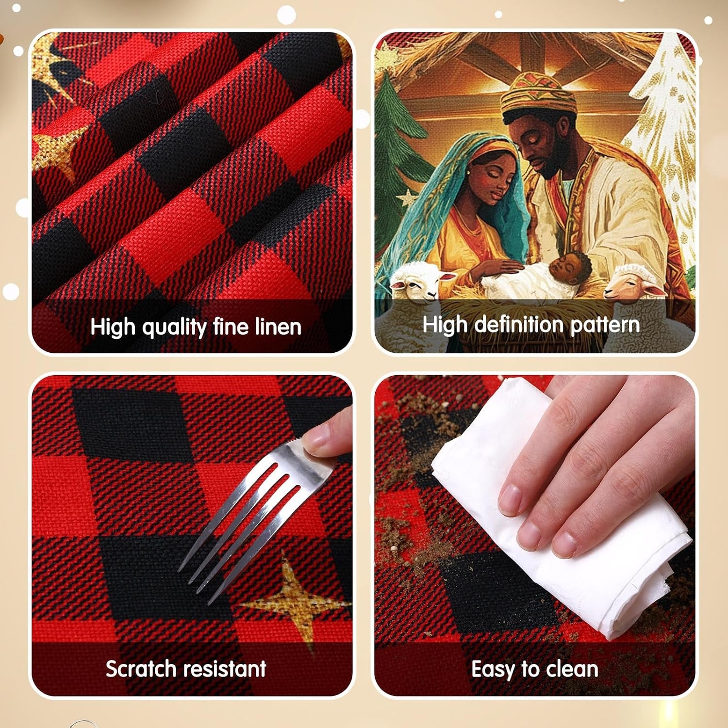 african-american-religious-christmas-table-runner-buffalo-plaid-black-jesus-nativity-scene-table-runner-for-home-decoration-xmas-winter-holiday-kitchen-decor-13-x-72