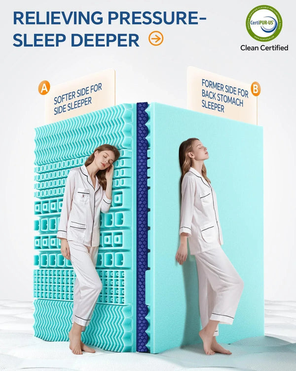Dual Layer 4 Inch King Size Memory Foam Mattress Topper | 2 Inch Soft Pillow Top Mattress Pad Cover and 2 Inch Gel Memory Foam for Pressure Relief, 2-In-1 Design for Comfort & Support3