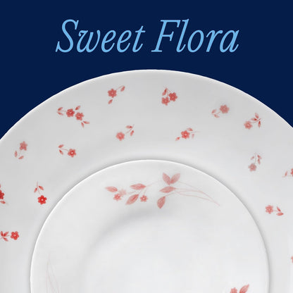 Vitrelle 18-Piece Service for 6 Dinnerware Set, Triple Layer Glass and Chip Resistant, Lightweight round Plates and Bowls Set, Sweet Flora2