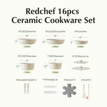 Ceramic Pots and Pans Set, Nonstick Kitchen Cookware Set with Detachable Handle, Non Toxic Cookware Set 16Pcs, PFAS PFOA & PTFE Free, RV Ceramic Cookware for Camping, Dishwasher/Oven Safe9