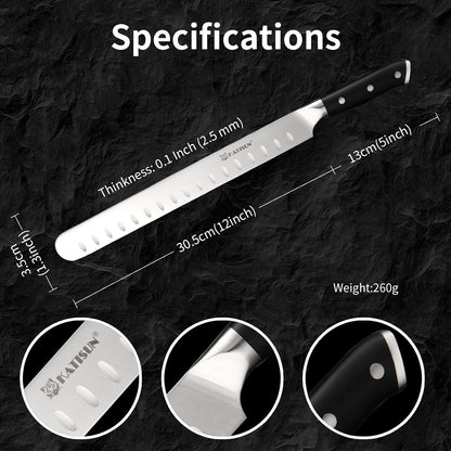 Brisket Knife, 12 Inch Carving & Slicing Knife for Meat Cutting, BBQ, Razor Sharp German Steel, Sheath Included, Ergonomic Handle Design, Grilling Gifts for Men2