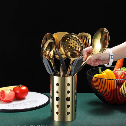 Gold Cooking Utensils Set,  Stainless Steel 13 Pieces Kitchen Utensils Set with Titanium Gold Plating, Kitchen Tools Set with Utensil Holder, Dishwasher Safe, Easy to Clean7