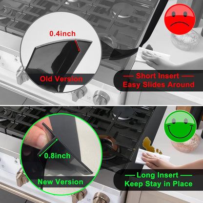 Silicone Stove Counter Gap Cover - 25 Inch Gap Filler 2 Pack Black | Long Gap Filler Seals Spills between Kitchen Appliances Stovetop Oven Countertop; Stove Gap Cover, Gas Stove Side Gap Covers3